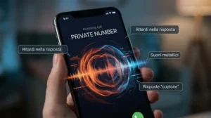 Analisi di una chiamata vocale manipolata con intelligenza artificiale su smartphone con evidenziati i segnali di truffa