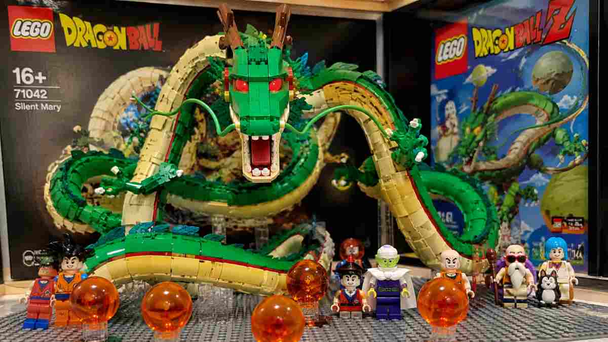 Possibile set LEGO Dragon Ball con Shenron e Sfere del Drago, ricostruzione ispirata ai rumor sulla nuova linea di mattoncini.
