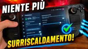 Console portatile Steam Deck con impostazioni anti surriscaldamento e thermal throttling per migliorare prestazioni e temperature durante il gaming